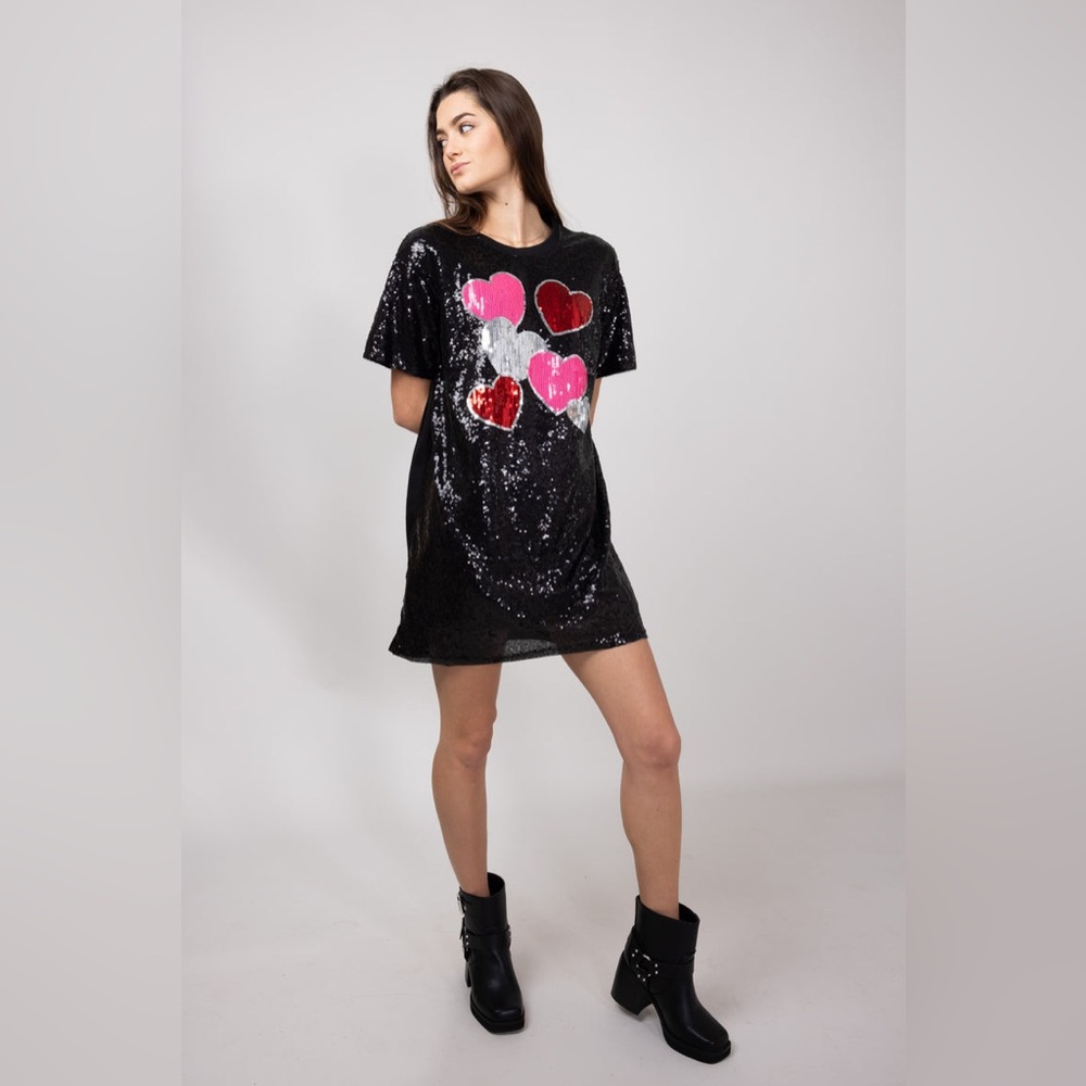 Simply Southern Sequin Heart Dress for Women in Black - Picture 3 of 9